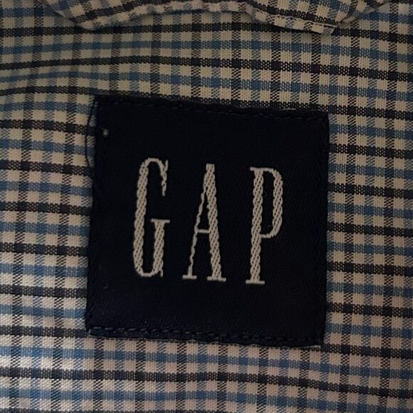 ⭐️ Gap 100% Cotton Blue White Plaid Button Down‎ Shirt Lightweight Men’s Size XL - Picture 5 of 5